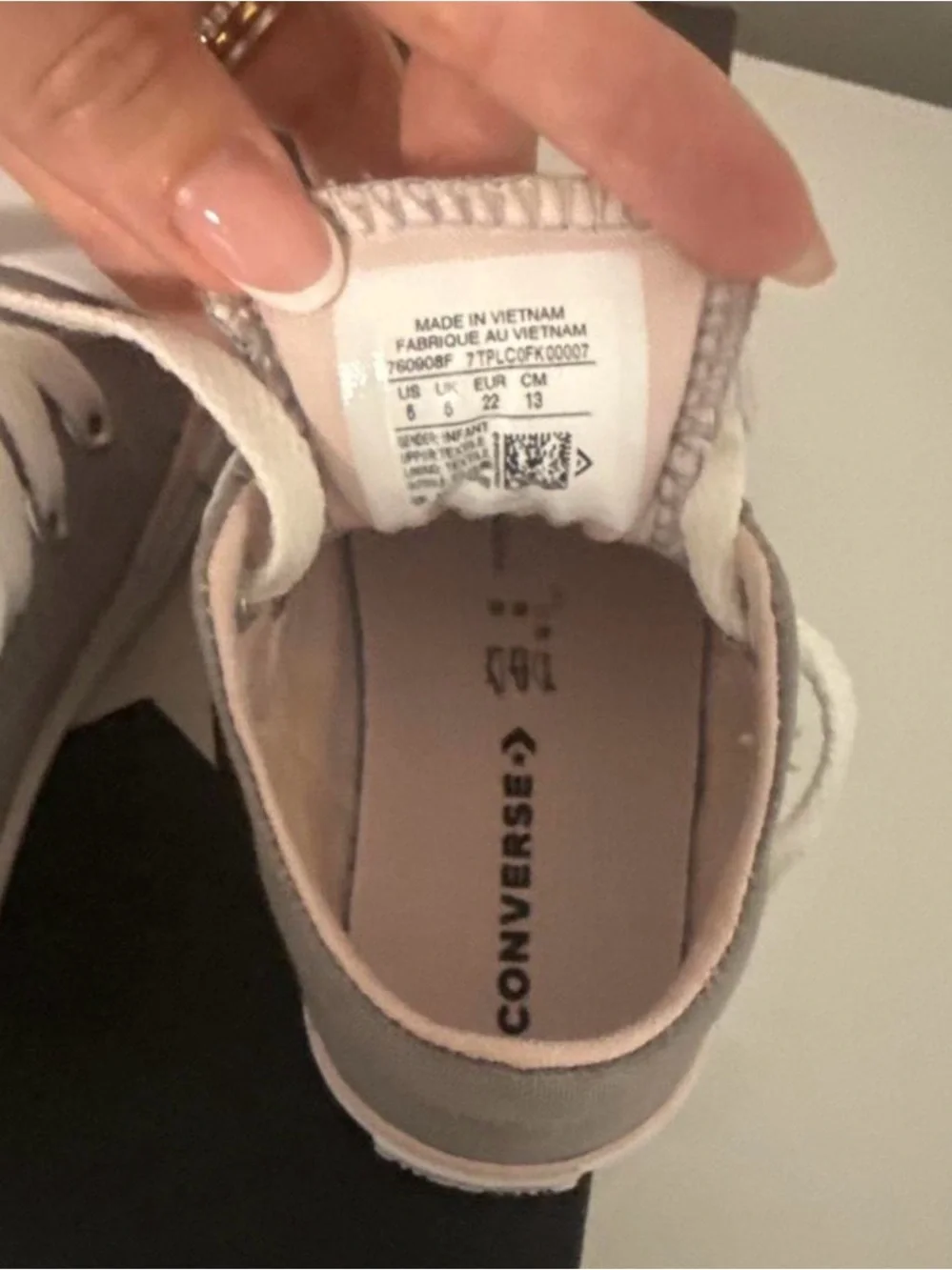 Converse Kids Low Top Sneakers in Gray with Light Pink Accents